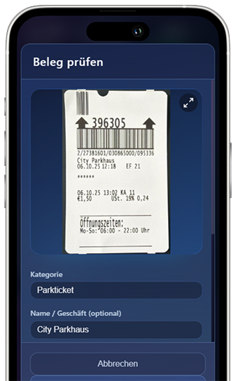 Schritt 2: Automatische Belegdatenprüfung für Bewirtungsbelege