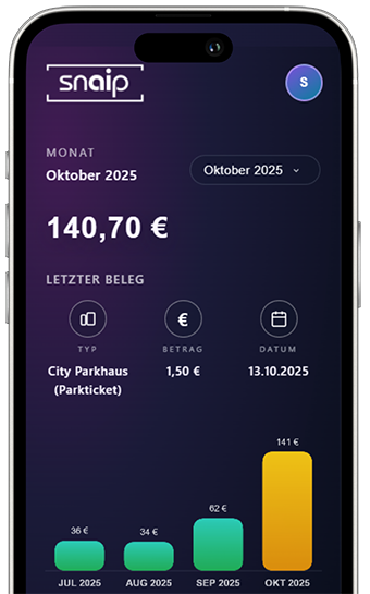 Snaip App Vorschau für automatische Auslagenabrechnung